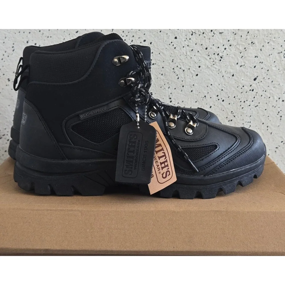 Smiths Workwear Mens Black High Top Hiking Waterproof Boots‎ Size 9.5